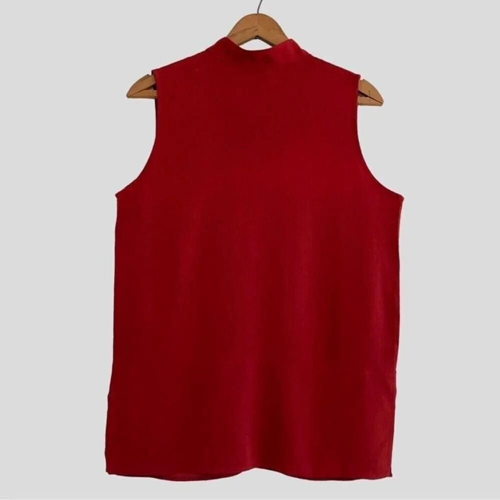 Diane Von Furstenberg Medium Solid Shirt Collar Tunic Top Sleeveless Button - Picture 3 of 10